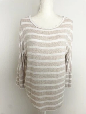 Túnica para mujer Market & Spruce talla L beige blanco a rayas cuello redondo manga dolman Foto 1 de 4