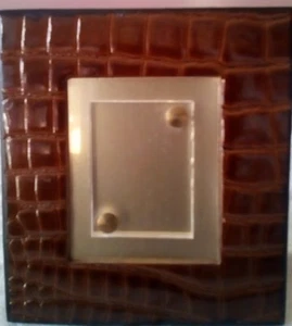 Portafoto in cuoio lavorazione coccodrillo della  Arom  di  Bologna  - Anni '80 - Picture 1 of 4