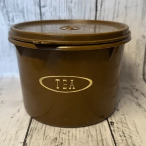 Vintage Tupperware dark brown hot tea canister coffee tea bags loose keeper - Picture 1 of 6