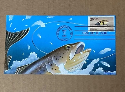 US FDC Ron Beller Cachet Hand-Painted #2546 Jock Scott Fly  12/60 1991 - Image 1 of 3