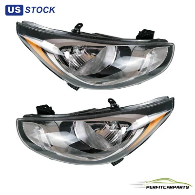 NEW Chrome Headlights Assembly For Hyundai Accent Sedan 2012 2013 14 Left+Right Foto 1 de 4