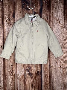 Quiksilver Boys Youth Jacket Sherpa Lined Collared Full Zip Khaki Medium 5-6 - Picture 1 of 4