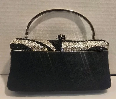 Isabella Adams New York Crystal Zebra Print  Leather Evening Bag Clutch Purse - Image 1 of 4