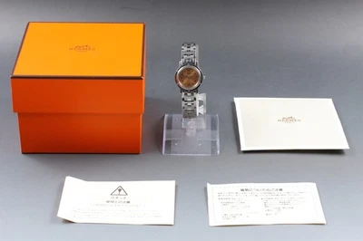 [NEAR MINT in BOX] HERMES Clipper Pink Dial Date 24mm Women's Qz Watch JP U732 - Image 1 of 4