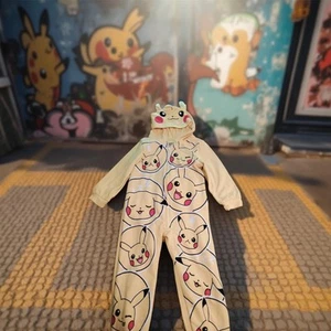 Pokemon Pikachu Boys Hooded Union Suit Pajamas Size 6 - Picture 1 of 2