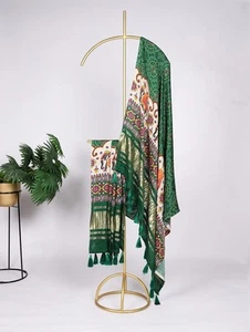 New Launching Pure Gaji Silk Green Color Dupatta For Women Function Wear - Picture 1 of 10
