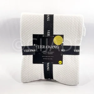 Vera Wang 100% Cotton Full / Queen Blanket 90”x90” Tan Cozy Soft New - Picture 1 of 6