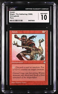AMOK Stronghold Rare CGC 10 Gem Mint Vintage MTG [Nostalgium] - Image 1 of 2