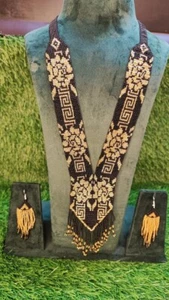 Handmade Necklace Seed Bead Boho American Style Nativ Beaded Multi Strand - Picture 1 of 2