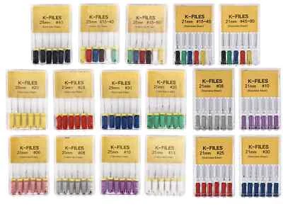 Dental Limas de endodoncia manual dental K-Files acero inoxidable 21/25mm