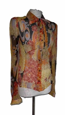 Blusa vintage Dolce & Gabbana para mujer 40 crepé seda corbata floral colorida años 90 Foto 1 de 4