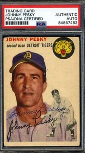 Johnny Pesky PSA DNA Signed 1954 Topps Autograph