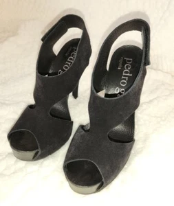 C Pedro Garcia Damen-Sandalen mit Absatz Peeptoe schwarz Wildleder Riemen 39 EU - 9 US - Bild 1 von 12