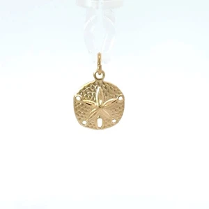 14k Yellow Gold Sand Dollar Charm Necklace Pendant ~ 0.5g - Picture 1 of 4