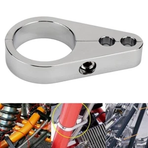 Motorcycle Bike Chrome 1-1/4" Bar Dual Throttle Brake Cable Holder Clamp Clip - Picture 1 of 10