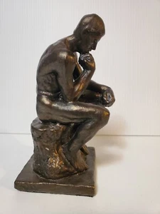 "Estatua de Rodin el Pensador Figura Rara 7"" H Sentado Marrón Hecha en Tailandia" - Imagen 1 de 6