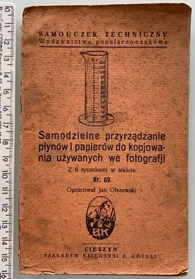 RARO! Libro antiguo polaco de la década de 1930 instrucciones para copiar fotos fotografía CIESZYN Foto 1 de 4