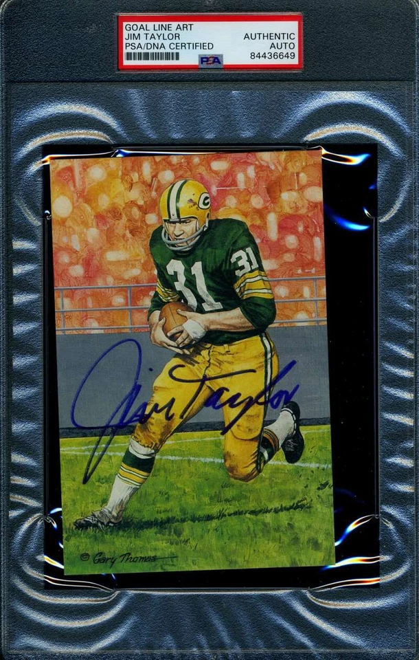 Jim Taylor PSA DNA Slabbed Signed Goal Line Art Card Autograph - Image 1 of 1