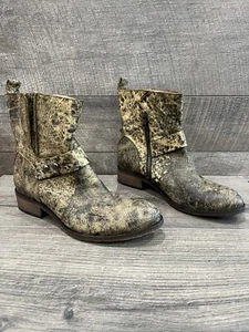 Spirit Lucchese Short boots Olivia crackled brown Black leather Moto Western 7.5 - Picture 1 of 9