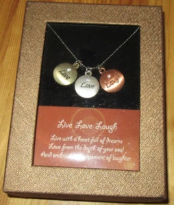 Collar Extensor Relatividad Tono Plateado Cuentas 16" Largo Live Love Laugh Nuevo con Etiquetas Lindo - Imagen 1 de 5