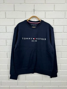 Tommy Hilfiger Embroidered Logo Sweatshirt Jumper in Navy - Picture 1 of 6