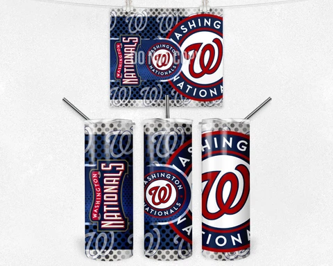 20oz Washington Nationals Baseball MLB tumbler with box lid and straw Cover