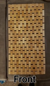 Natural Bamboo Bath Mat Wood Rubber Padded Bottom Foldable 28" X 15" Nice! - Picture 1 of 5