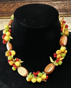 Vintage West Germany Zelluloid Obst Salat Halskette Perlen Box Verschluss 18" - Bild 1 von 9