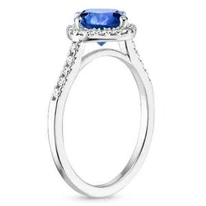 Anillo de San Valentín de diamantes y zafiros naturales de 1,38 quilates de oro blanco real de 14 quilates talla AL - Imagen 1 de 4