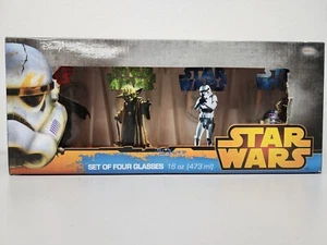 SET DI 4 BICCHIERI/BICCHIERI IN VETRO STAR WARS, 16 OZ, NUOVI IN SCATOLA - Foto 1 di 9