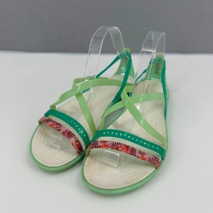 Sandalias Crocs Isabella con tiras de gelatina sin cordones para mujer 10 zapatos planos verdes 205150 - Imagen 1 de 17