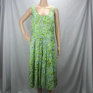 Vestido abstracto verde Liz Claiborne sin mangas hasta la rodilla cuello escote talla 12 - Imagen 1 de 8