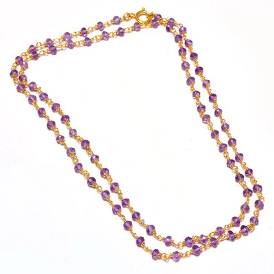 Precioso collar de joyería de amatista de cadena larga de moda de plata esterlina maciza 925 Foto 1 de 2