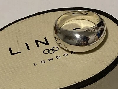 ENLACES de LONDRES Anillo Banda Cúpula Plata Esterlina Completamente Sello. Talla N (6,99 g) Foto 1 de 4