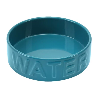 Cuenco de agua clásico de cerámica para mascotas Park Life Designs, azul azul azul, grande Foto 1 de 4