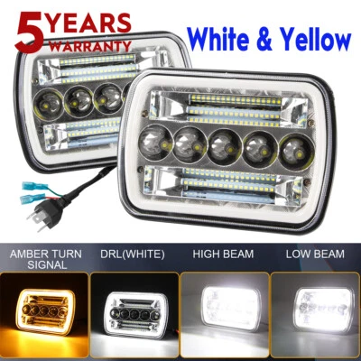 2pcs 7x6" inch LED Headlight Hi-Lo Beam Halo DRL For AE86 Supra MR2 Celica KE70' - image 1 of 4