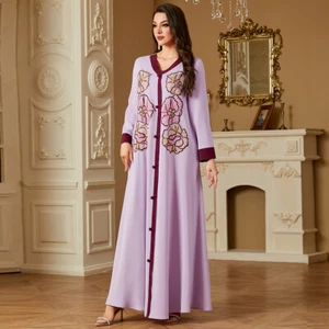 Dubai Abaya Women Muslim Dress Long Sleeve Robe Evening Kaftan Caftan Turkey New - Picture 1 of 10