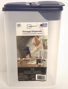 Mainstays Cereal Dispenser 16 Cups Clear Plastic Blue Lid - Picture 1 of 6