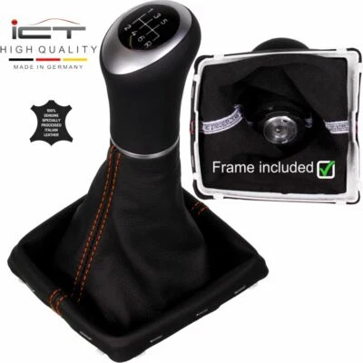 Cucitura arancione pelle ICT pomello cambio per Ford Focus MK2 II E74 - Immagine 1 di 4