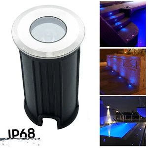 LED Schrittmarkierungsstrahler 1W Einbauleuchte BLAU begehbar Garten 12V 24V IP68 - Bild 1 von 6