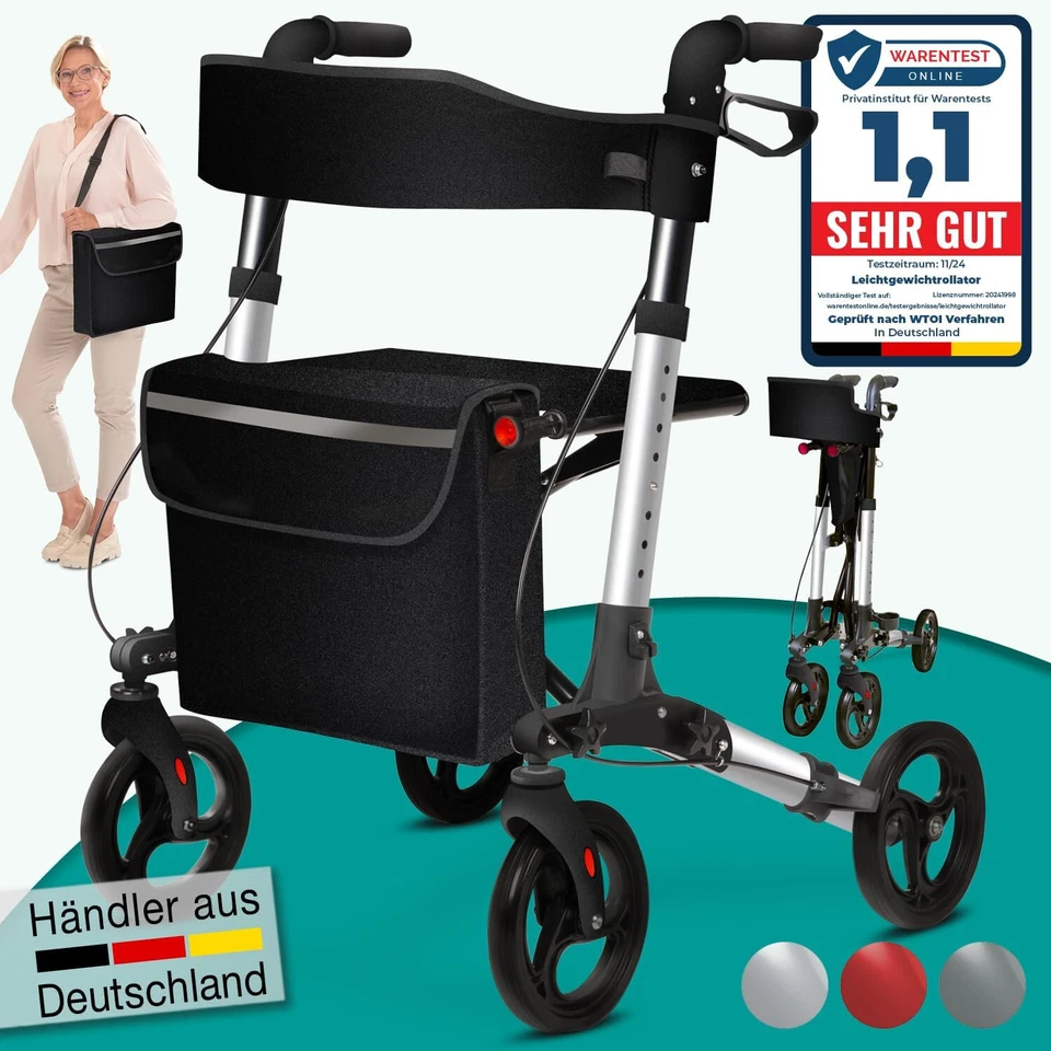 B-Ware Leichtgewicht  Rollator mit Gehstockhalter Einkaufstasche  klappbar - Bild 1 von 1