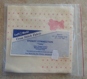 New Craft World Stoney Connection Cross Stitch Fabric Aida TEDDY 14ct. 15" x 15" - Picture 1 of 4