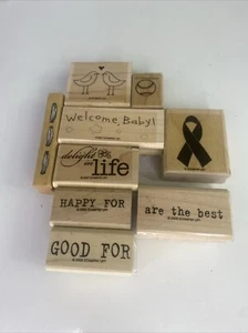 Mixed Wooden Rubber Stamps Lot Of 6 - Picture 1 of 2