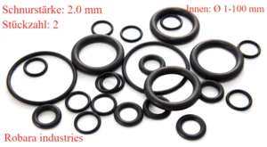 O ring Nullring Ø innen 1-100 mm Schnurstärke 2.0 mm Material : NBR 70 2 Stück