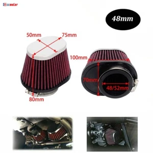 Universal Fits 48mm Inlet Cold Air Intake Filter Cone Replacement Air Filter Red - Imagen 1 de 12