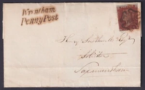 Suffolk PH 1841 Scarce Wrentham/Penny Post SK435 to Saxmundham 1d Red Fine MX FU - Picture 1 of 2