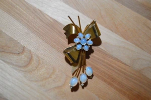 Spilla Vintage CORO Sterling Moonstone Spilla Dichiarazione 3" x 1-3/4" - Foto 1 di 3