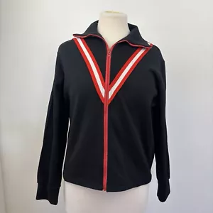 Vintage 70's Cheerleader Track Jacket Denver Black Chevron Talon Zip Women’s M - Picture 1 of 20