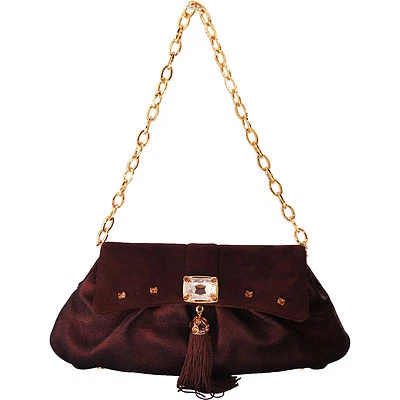 JUDITH LEIBER LEATHER & SATIN CLUTCH - Image 1 of 4