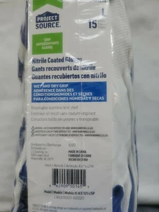 Project Source 15 Pair Large Grip Nitrile Coated Gloves. Wet And Dry Grip - Picture 1 of 5